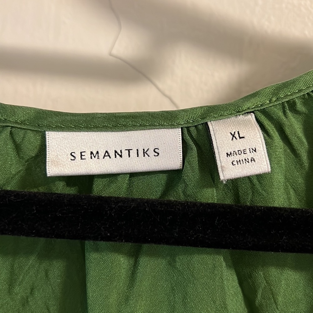 Green Stretch Silk Top XL - Picture 2 of 4